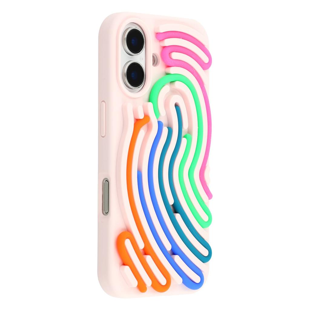 For iPhone 16 Case 3D Stress Relief DIY Colorful Bar Silicone PC Phone Cover Arc Stripe