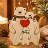 Wooden Bear Ornament with Engraved Names Animal Family Puzzle Customizable