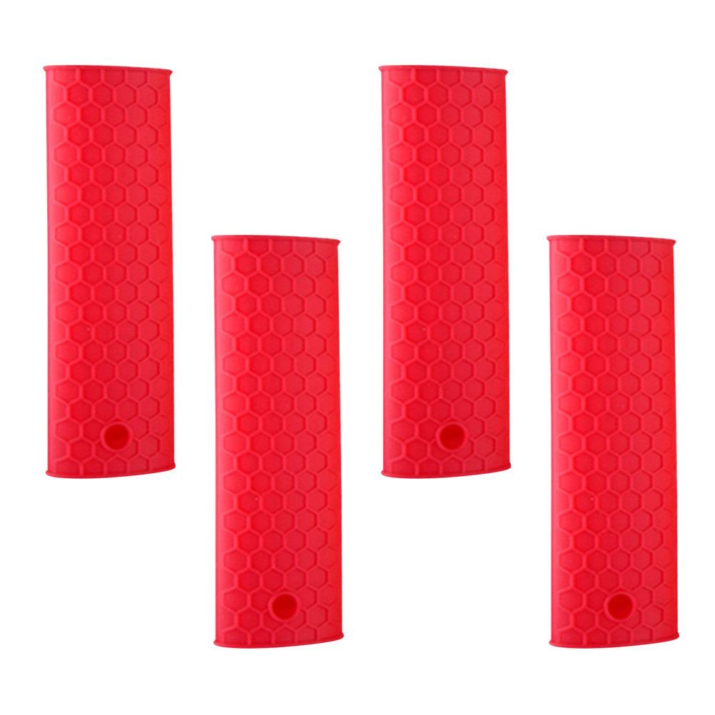 4 Pezzi Manico in Silicone per Pentola Resistente al Calore Antiscivolo Manicotto Copri Manico per Padella Utensile da Cucina Manico per Pentola