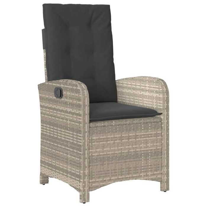 VidaXL Reclining Garden Chair Cushions Light Grey Braided Resin 365166
