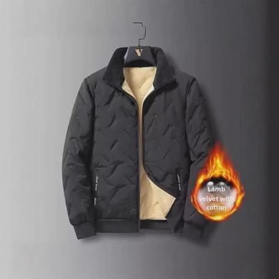 Herren Plüsch Winddichter Lammfellmantel, Verdickte Baumwolle, Große Größe, Vielseitig, Warme Winterjacke