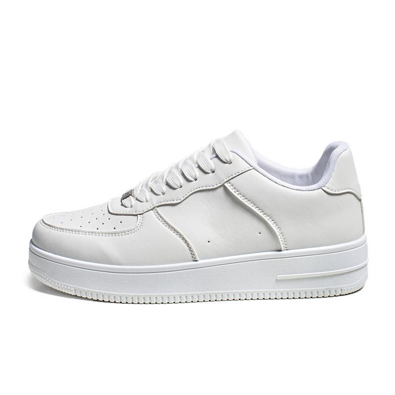 Low-top simple fashion little white shoes student solid color lace-up board shoes four seasons leather surface sports and leisure men's shoes K050-1
