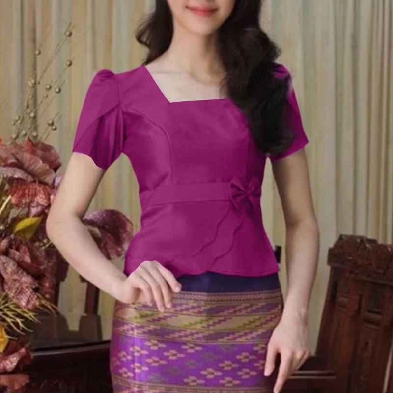 ZANZEA Women Square Collar Summer Short Sleeve Satin Blouse