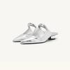 Fashion Pointed Slippers for Women 2025 New Style French Thick Heel Half Bottom Slippers with Metal Toe Caps for Cool Slippers