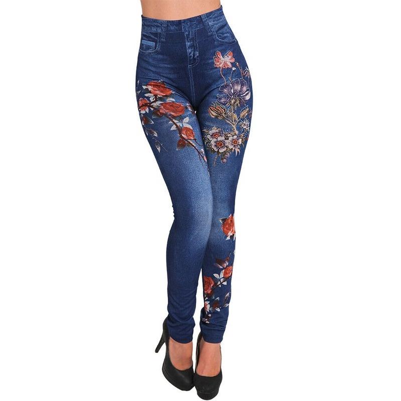 Buy Women's High Waist Elastic Flowers 