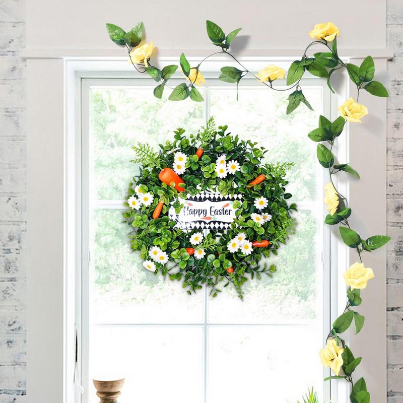Påskkrans Dekorationer Morot Och Prästkrage Utomhusgirlang Dörrprydnad Vårkrans För Sovrumsfönster Vardagsrum