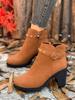 Plus Size Rivet Retro Martin Boots - Women's Autumn/Winter 2025 Chunky Heel Short Tube British Style.