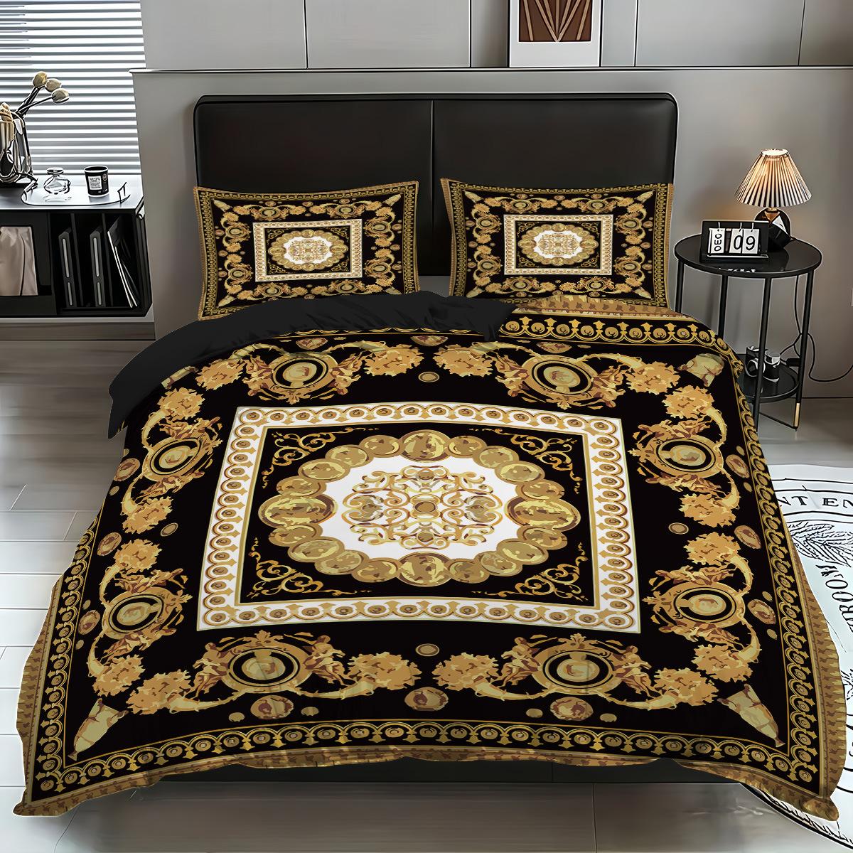 

Bed Three-Piece Kit European Graphic Sanded 3D Printed Pillowcase Quilt Cover Bedding 264x229