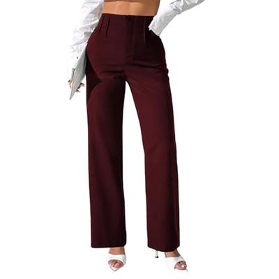 Moda Casual Feminina, Cor Solta Reta, Calças de Perna