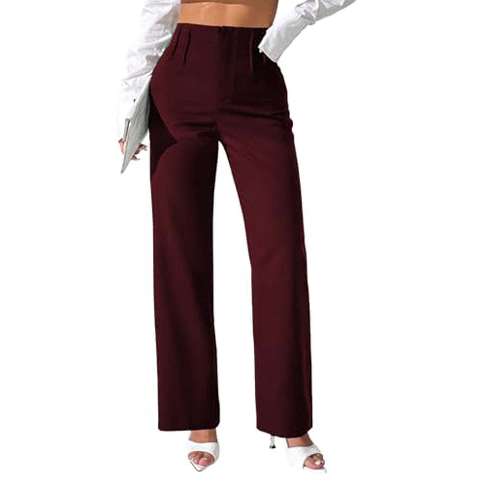 

Women s Casual Fashion Solid-Color Loose Straight-Leg Pants XL красный