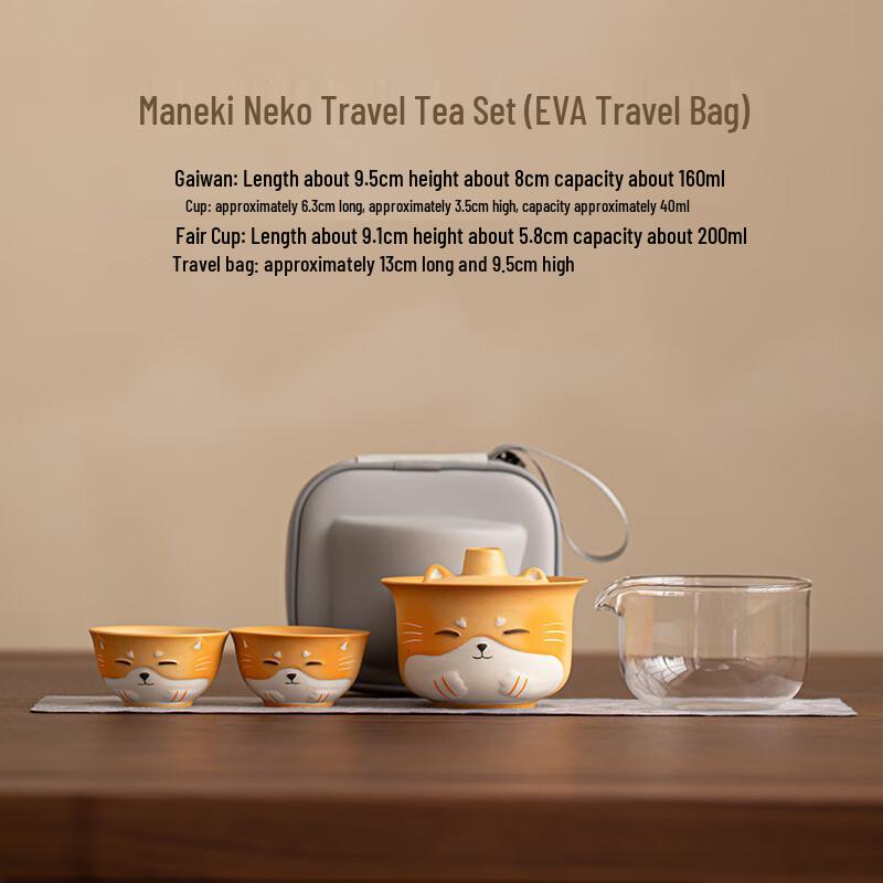 Lucky Cat Ceramic Travel Tea Set
