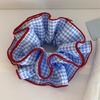 Blue Plaids Scrunchie Hair Tie Nonslip Elastic Hairband For Fine Thin Hair Ponytail Holder for Office Women Daily Wear
