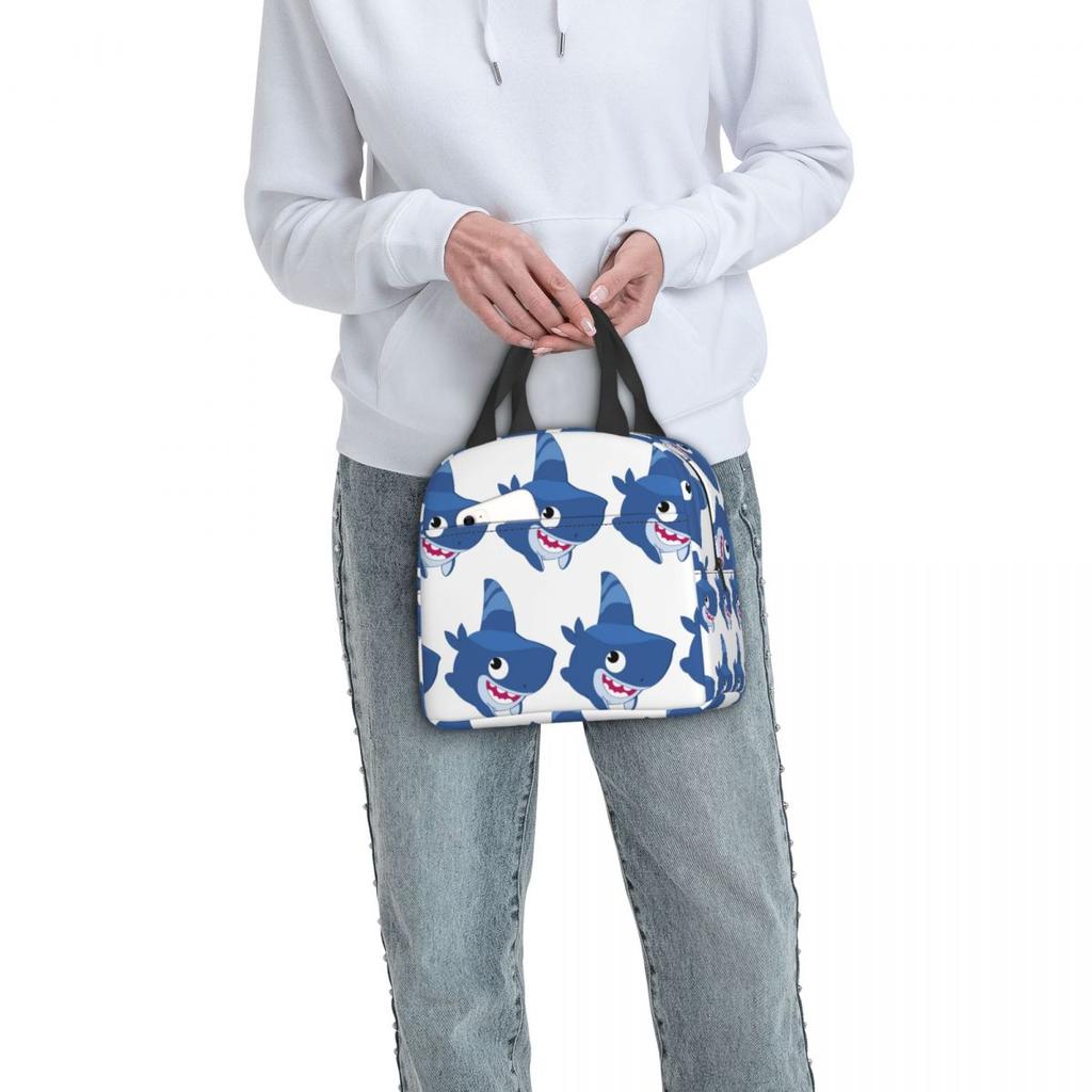 Funny Shark Dog Insulated Lunch Bag for Women Children Portable Food Boxes Thermal Lunch Box Tote