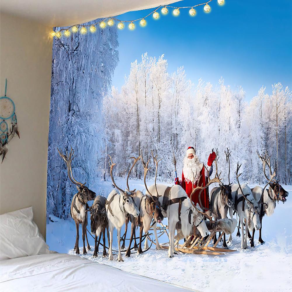 Tapisserie de Noël Home Decor Tapestry Santa Claus Printed Polyester Tapestry Living Room Room Wall Decor Backdrop Fabric