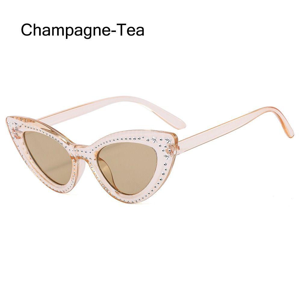 Stars Decor Cat Eye Sunglasses for Women Diamond Sun Glasses Rhinestone Bling Shades Y2K Cycling Driving Eyewear