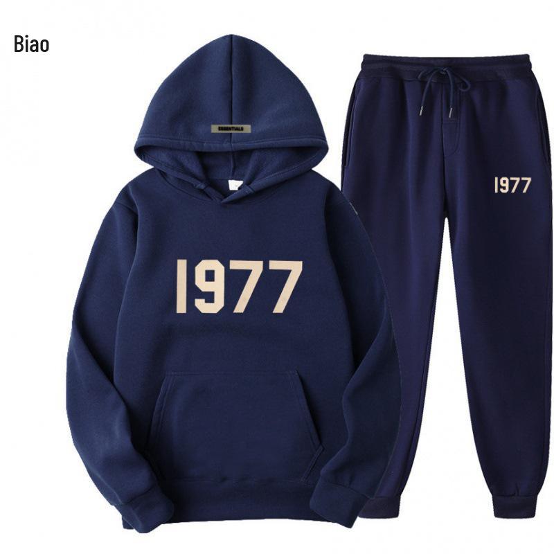 ESSENTIALS Double Line High Street Fleece Hoodie Set 1977 Trendy Casual Loose Fit.