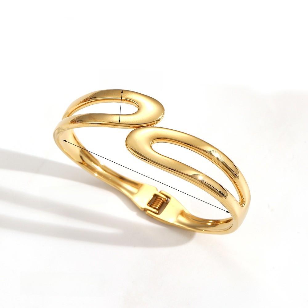 Bracciale Aperto in Acciaio Inossidabile per Donna Placcato Oro con Design Geometrico Estate