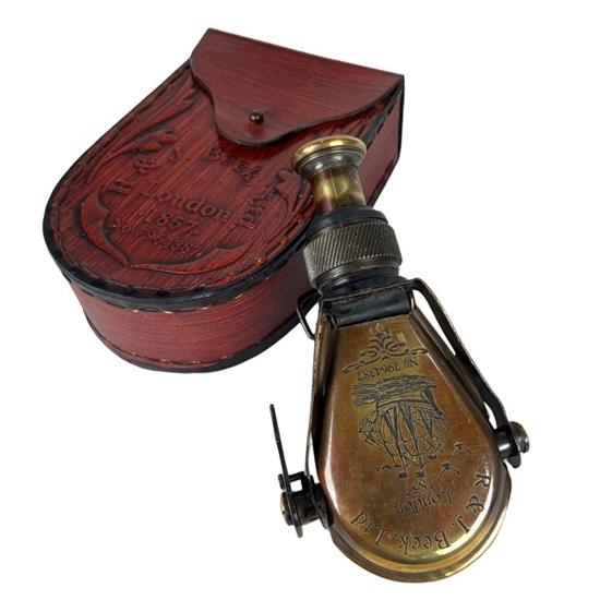 Brass Binocular with Leather Case Victorian Marine Brass Leather Binocular and Spyglass
