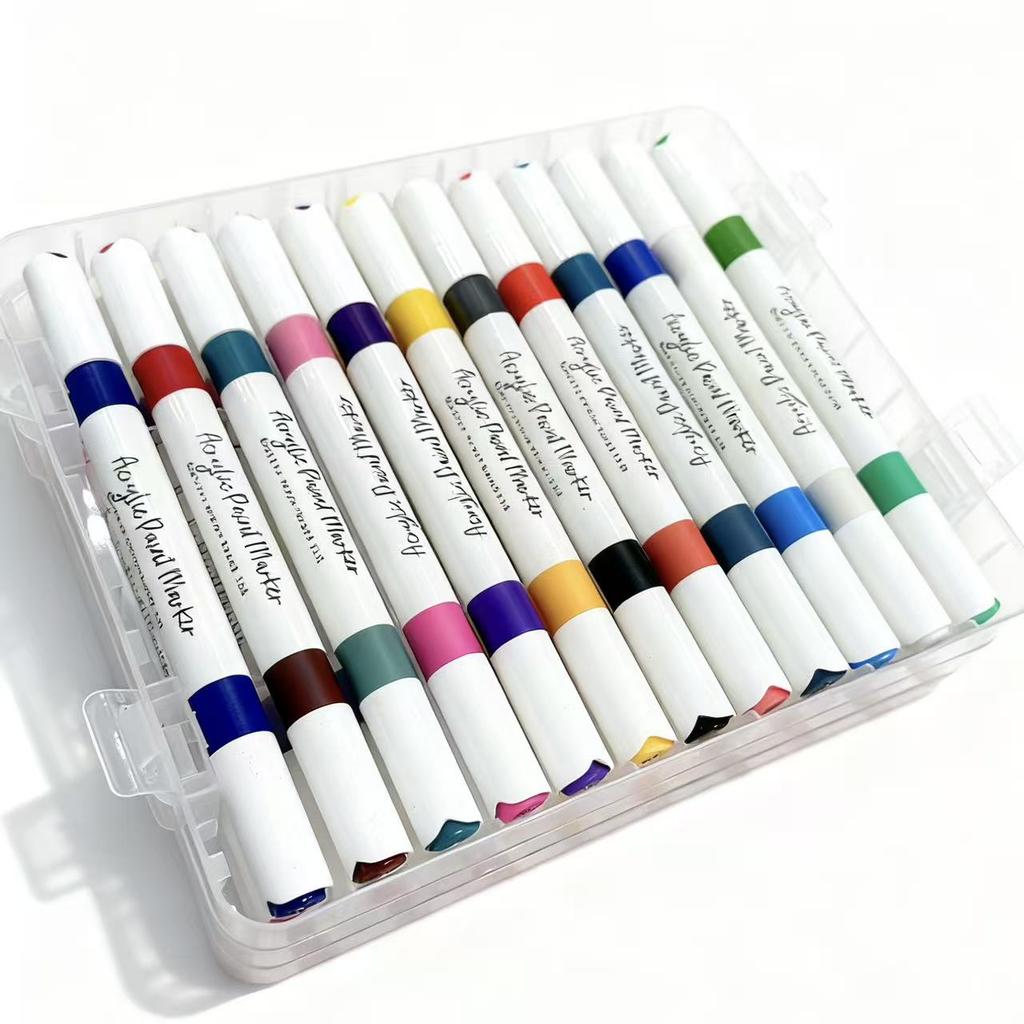 Two Tone Acrylic Pigment Marker Pen, 36 Pens - Brush Tip, Water-based Ink, Marker Pen - Very Suitable for Calligraphy, Illustrat