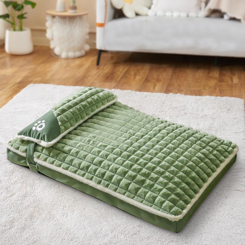 Big Dog Bed Soft Removable Washable Pet Mat with Pillow Cat Dog Cushion Sleeping Bed Kennel Pet Supplies