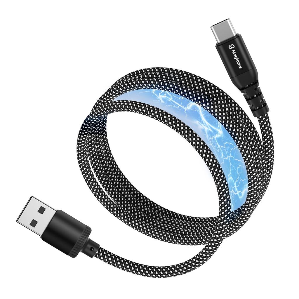 Magtame C Cable with Magnetic Memory Fast Dual Compatible with iPhone iPad and Other USB A to C Devices USB-Type Adsorption, Foam, 30W/QC3.0 Charging,