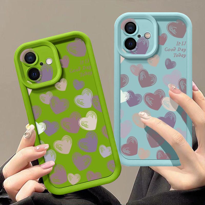 Cute Love Heart Phone Case For iPhone 16 Pro Max Shockproof TPU Soft Silicone Cover Coque For iPhone 15 Pro Max 14 13 12 11 Phone Case