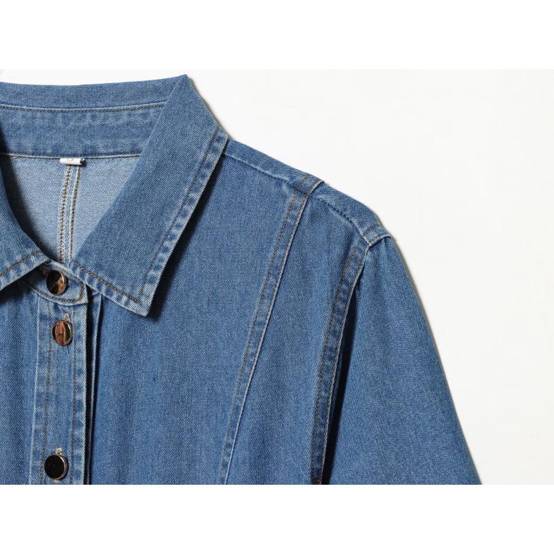 Handmade European & American Style Denim Shirt Dress - Women's 