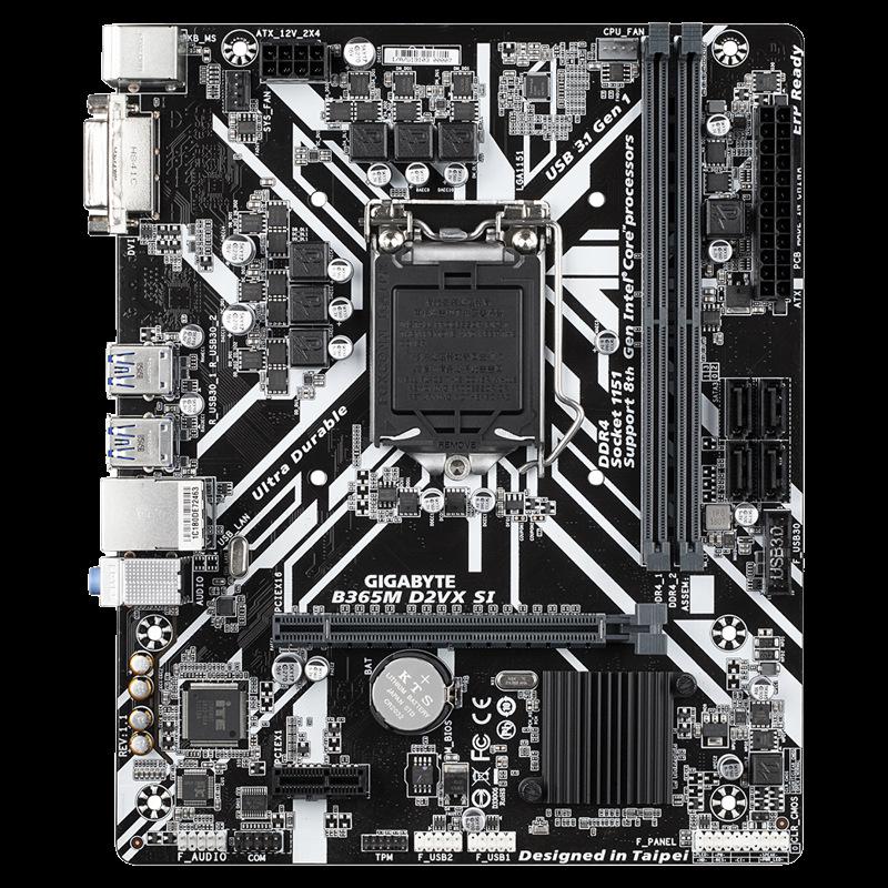 GIGABYTE B365M-D2VX-SI Motherboard, LGA 1151, DDR4, Unterstützt CPUs der 6. bis 9. Generation und E3V5.