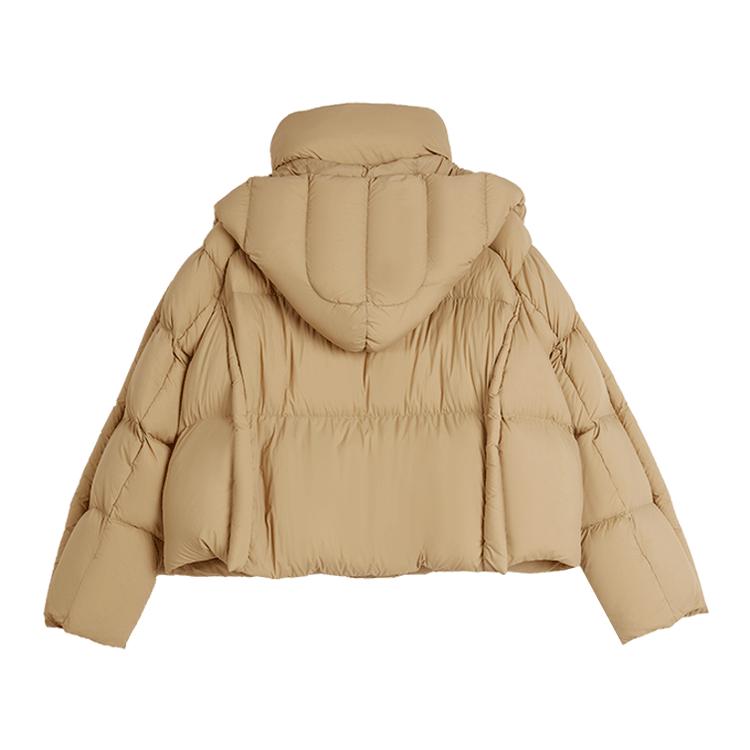 Elle 90 White Duck Down Short Loose Stand Collar Down Jacket Women outerwear Khaki EY49394