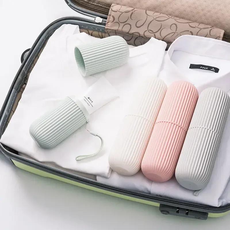 TravelMate Portable Toothbrush Holder with Toothpaste Storage Case Bathroom Cup Organizer for Travel Toiletries Essentials