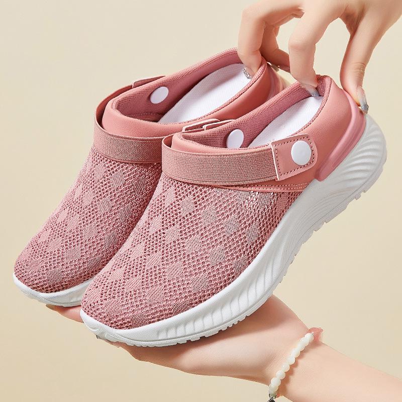 Women's Flyknit Breathable Closed-Toe Casual Mesh Slippers