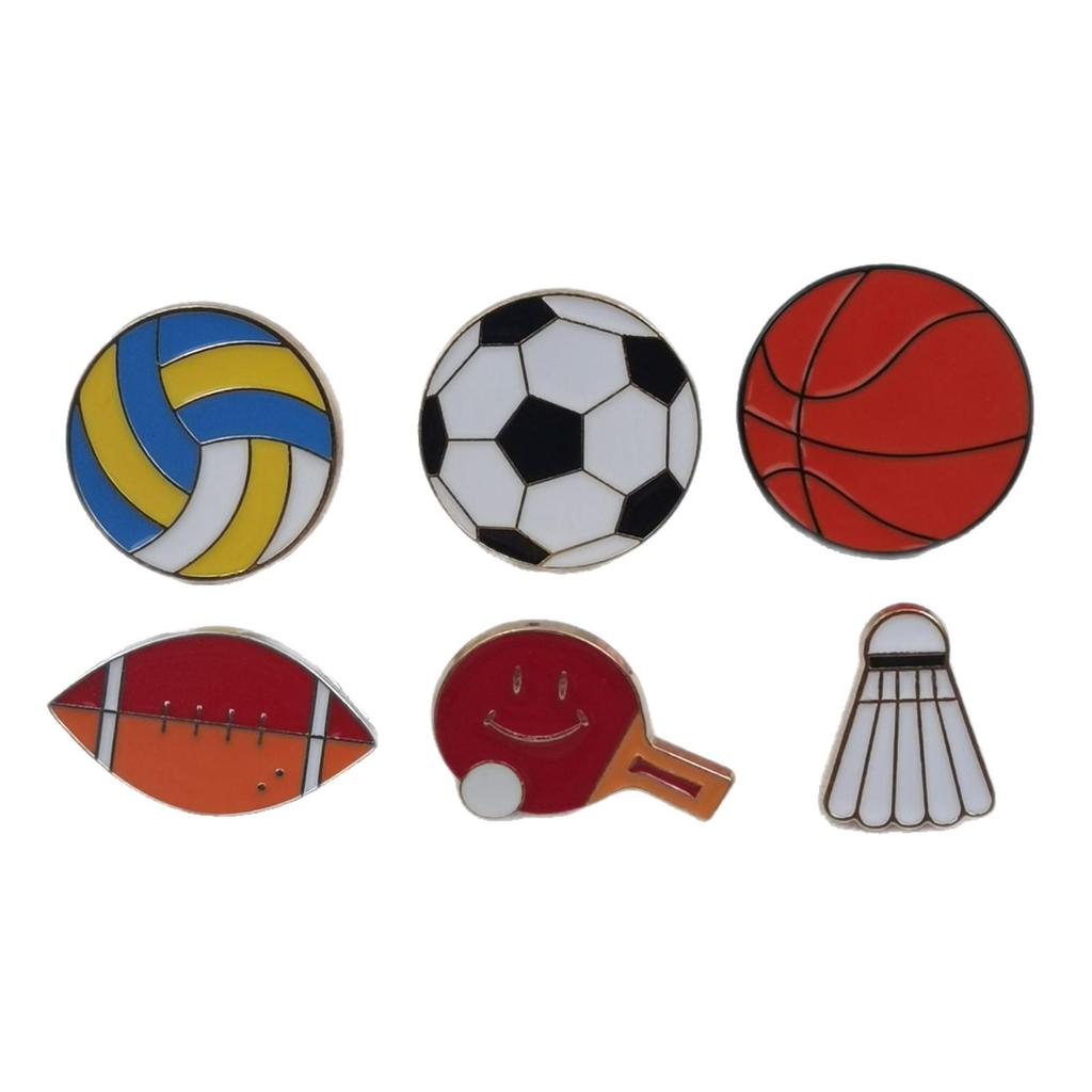 Sports Ball Alloy Brooch: Football, Basketball, Badminton Pin Badge