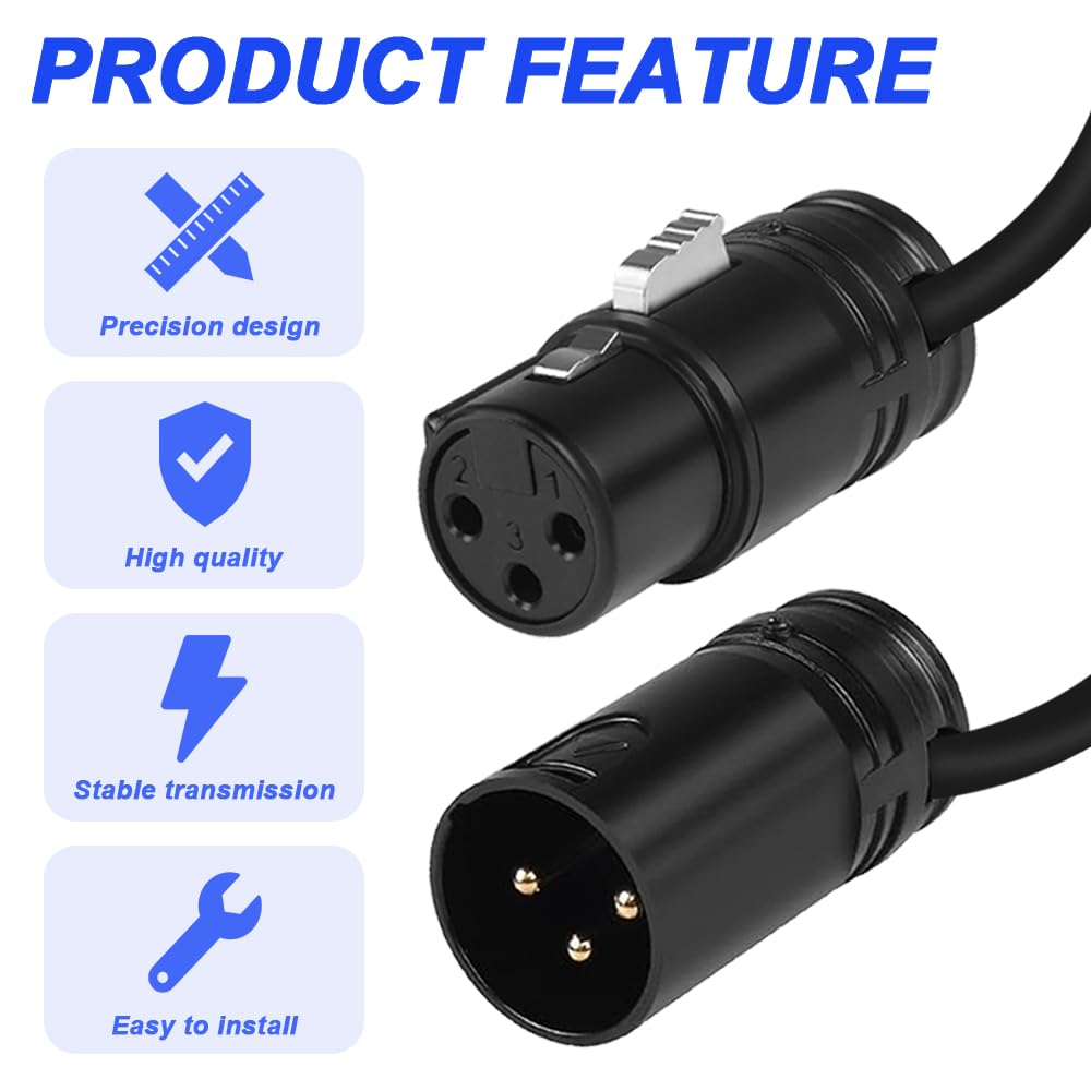 Xiatiaosann XLR Microphone Adjustable XLR Male to Female Thin Audio Adapter Cord for Sound Devices 788T 3-Pin Cable, 302, 552, 633, 688,