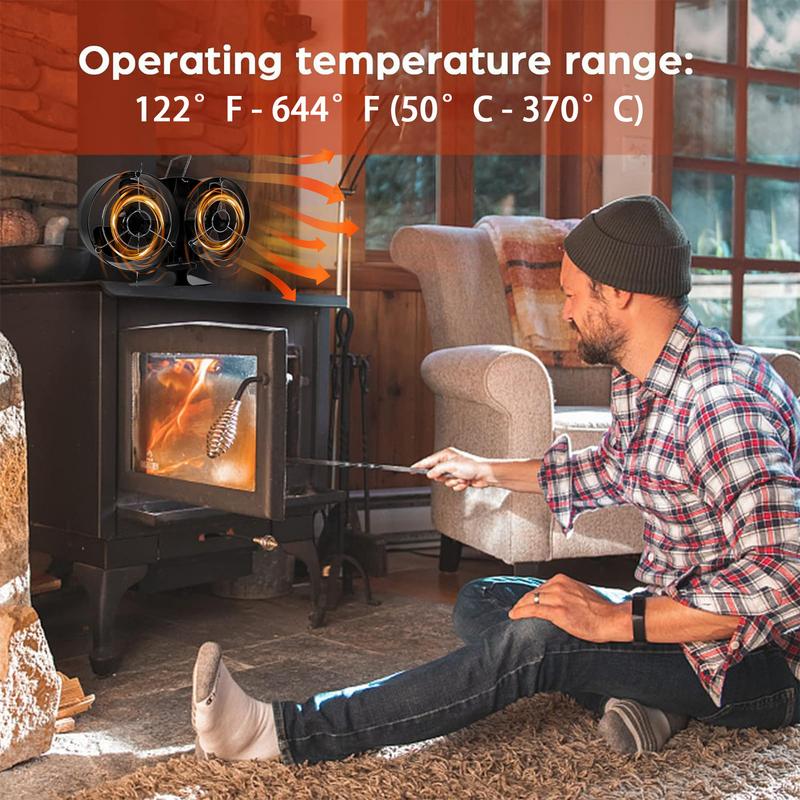 Ventilator pentru sobă pe lemne 12 pale Ventilatoare pentru sobă Acționate de căldură Ventilator pentru sobă Negru Căldură șemineu Ventilatoare pentru plită acționate de căldură SF707T Ventilatoare pentru șemineu