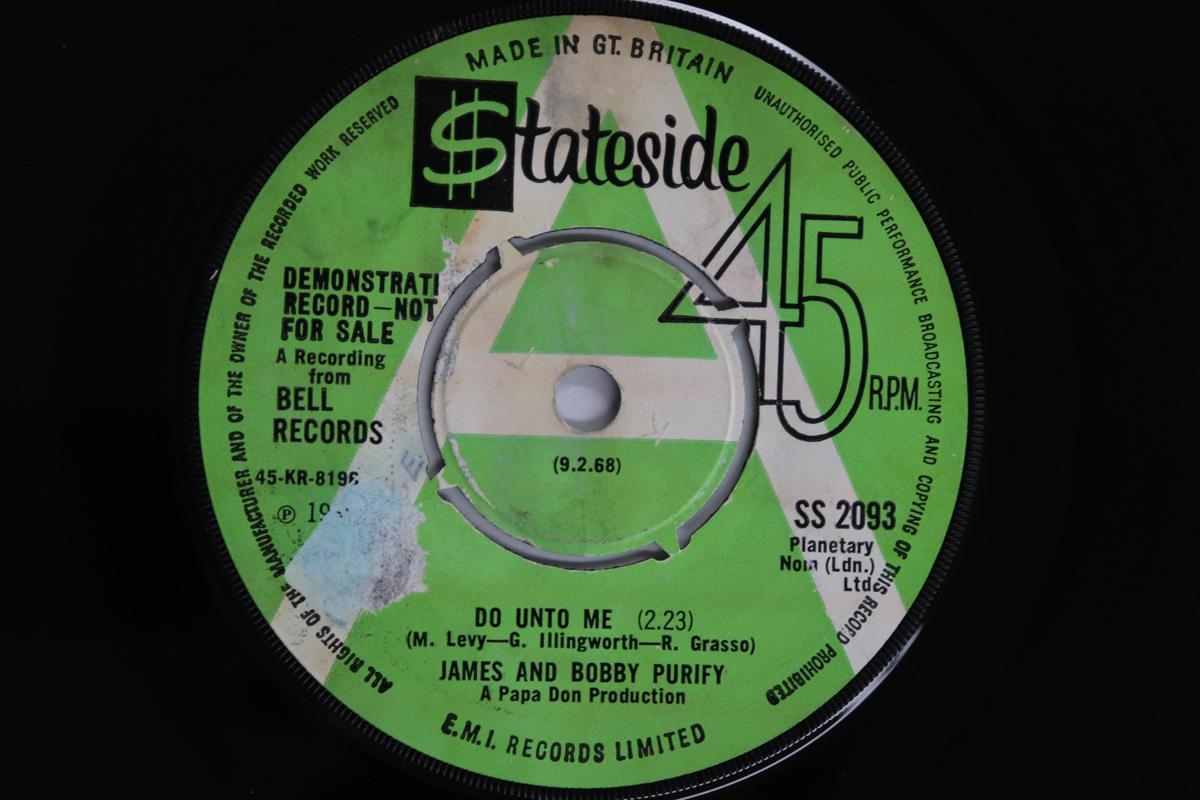 

7inch Record JAMES & BOBBY PURIFY - Do Unto Me / Everybody Needs Somebo SS2093PROMO STATESIDE 1968 UK Soul/Funk Used