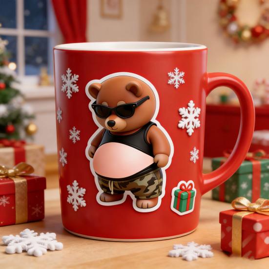 1 Paar Elastischer Bauchtier-Aufkleber Angst Stressabbau Cartoon Bär Hund Katze Aufkleber mit Dickem Bauch Bauchtier zum Kneten Kollisionsschutz-Aufkleber