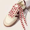 Ein Paar modische rote Herz-Flach-Schnürsenkel, geeignet für Sportschuhe und Freizeitschuhe, leicht zu binden