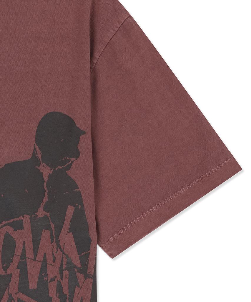 BROWNBREATH Pigment Surfing Tag Tee - Burgandy