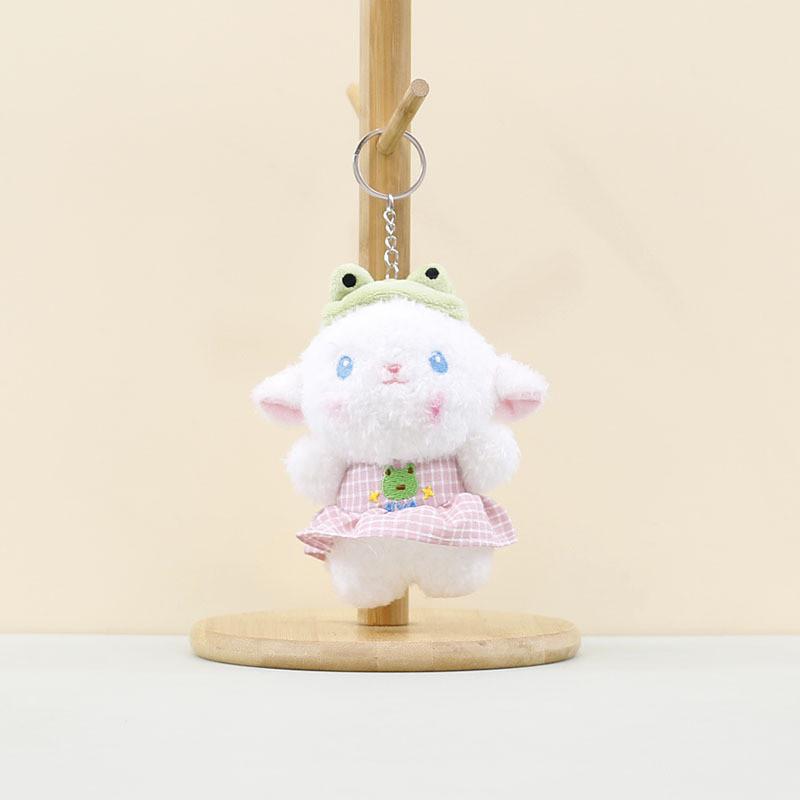 Charming Pink And Yellow Flower Dress Sheep Plush Doll Ideal For Keychain Decoration