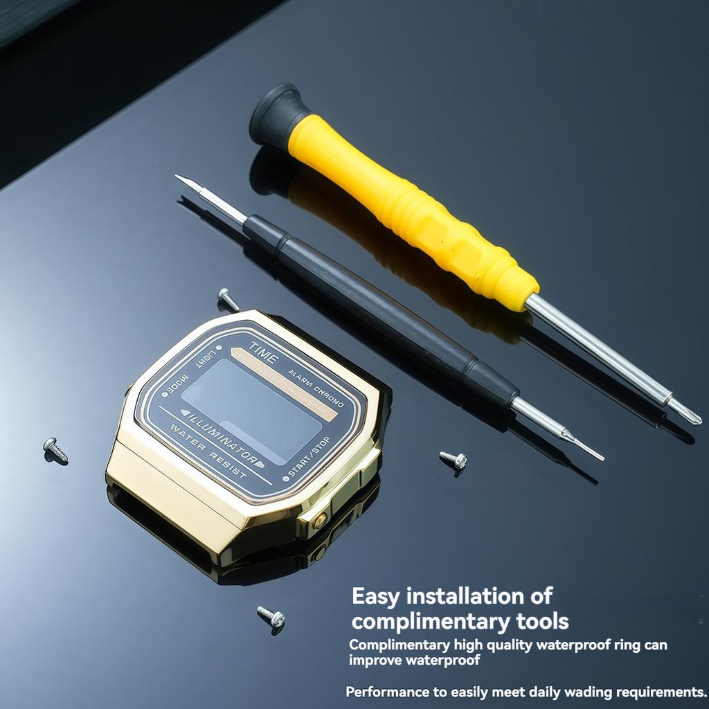 Für Casio A168 Gehäusemodifikation Ganzmetallgehäuse A168WGG-1B A168WEM Armband Lünette Wasserdichter Ring-Kit Massiver Edelstahl Mod-Kit