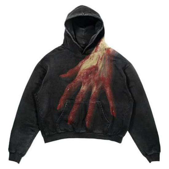 2025 Men's Autumn Palm Spider Print Trendy Versatile Fashion Hoodie