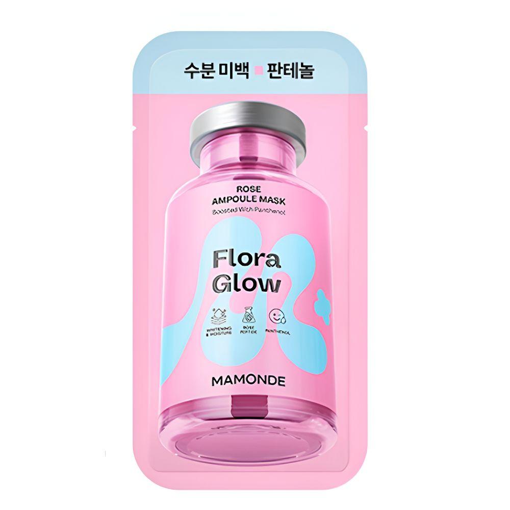 Mamonde Flora Glow Rose Ampoule Sheet Mask Hydrating Brightening Face Mask 23ml x 5 Sheets