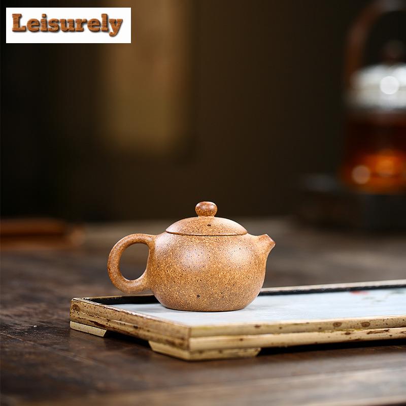130ml Yixing Purple Clay Teapots Handmade Xishi Pot Raw Ore Hyperthermy Section Mud Tea Soaking Kettle With Filter Zisha Tea Set