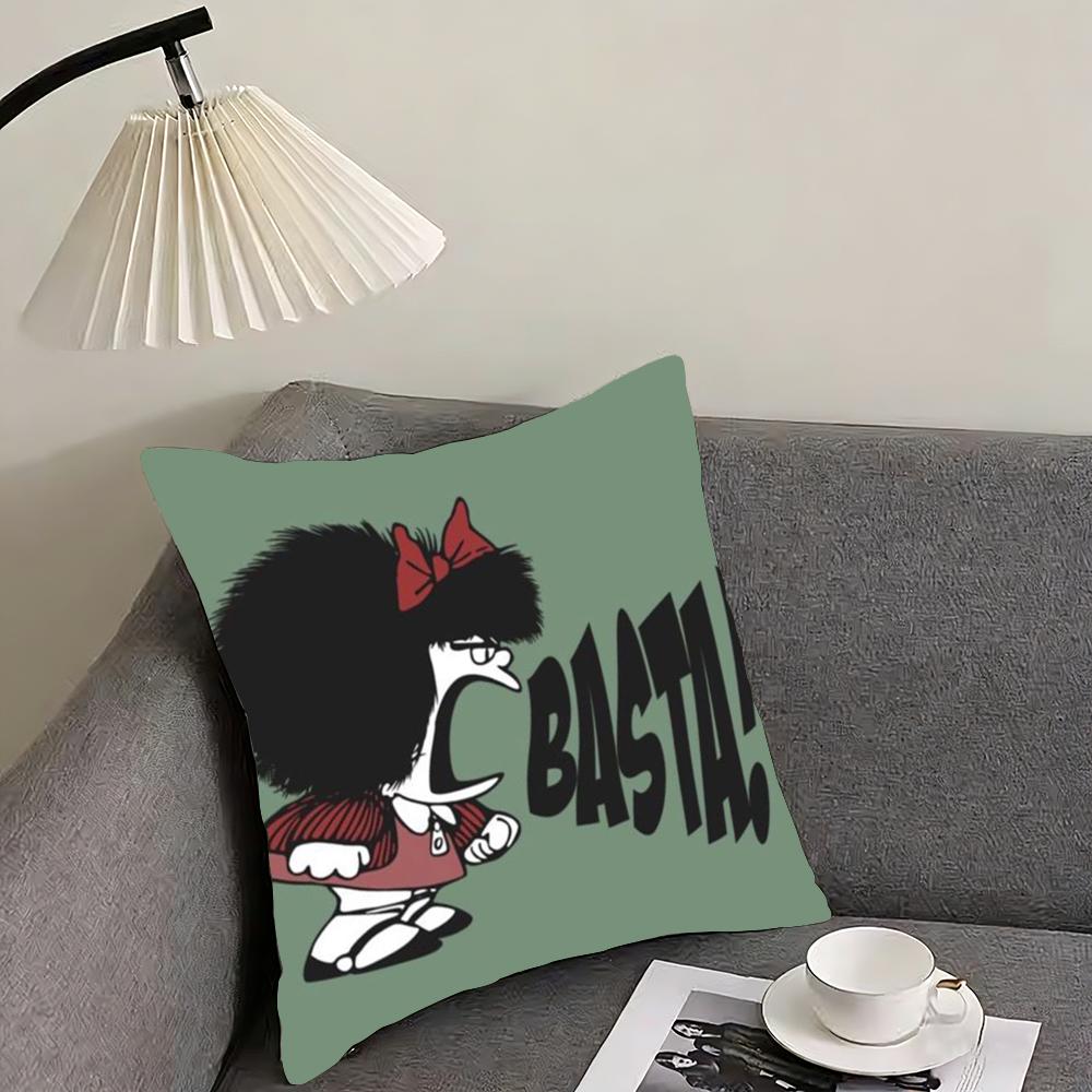 Cute MMafaldas Cartoon Cushion Cover Pillowcase Ultra Soft Skin Friendly Fabric Cloud Like Comfort Concealed Zipper