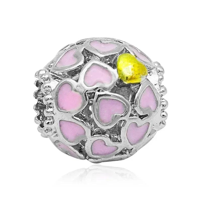 New Fashion Love Heart Bear Pig Butterfly Cake Pink Series Beads Fit Charms Bracelets Women DIY Jewelry Gift