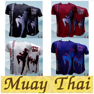 Camiseta Muay Thai Kick Boxing 3D Impressão Algodão Secagem Rápida Proteção UV Homens Mulheres Unissex Manga Curta Gola Redonda MMA Mix Arte Marcial Treinamento Luta
