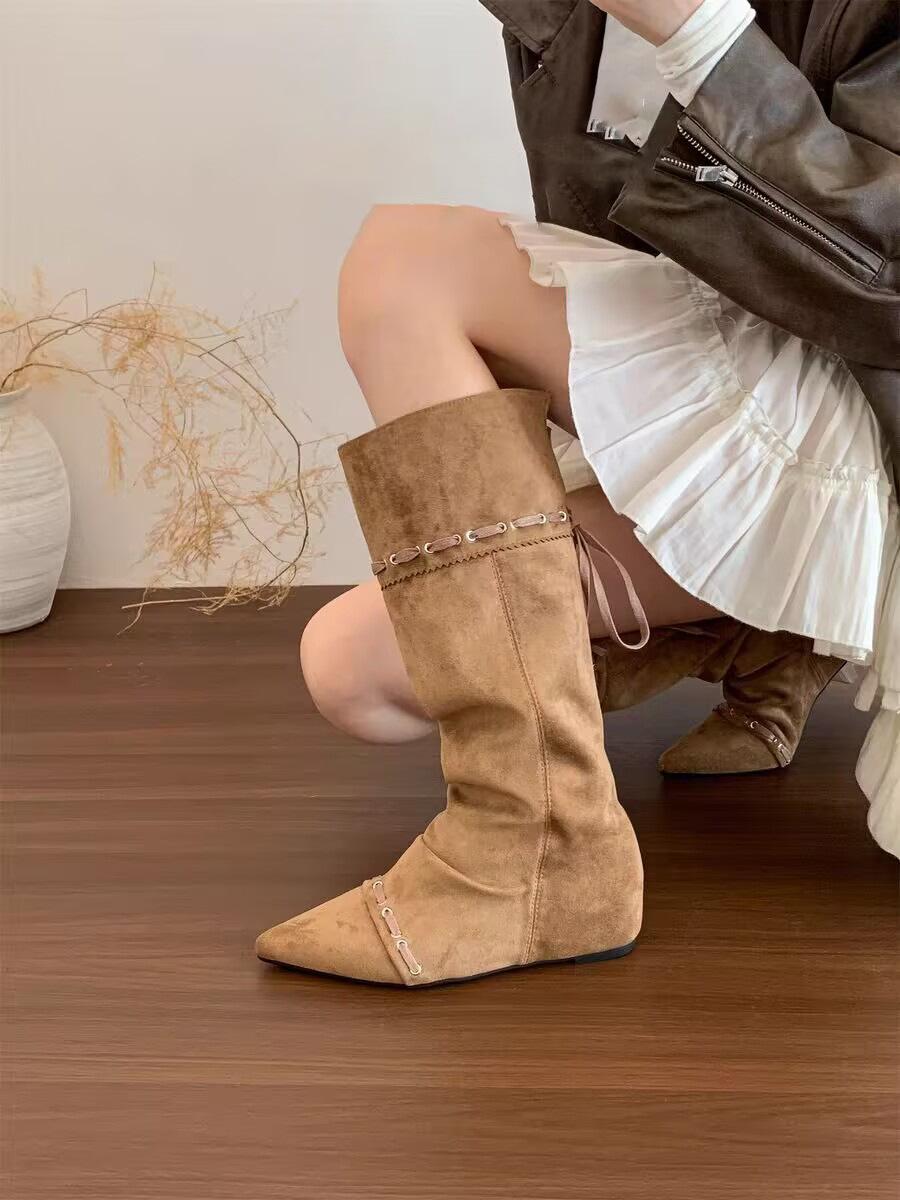 

Wasteland Spice Girls Western Cowboy Boots Women s Autumn 2025 New Fashion Versatile Casual Skinny Pile Boots 42 абрикосовый