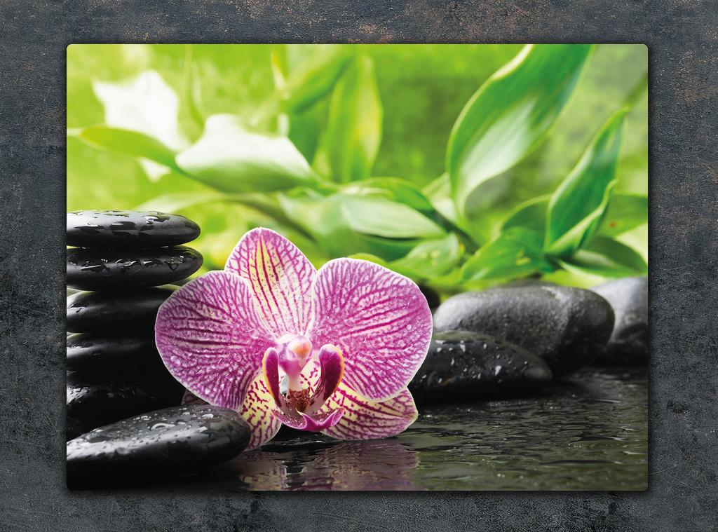 TAGLIERE IN VETRO 52x40 ORCHIDEA