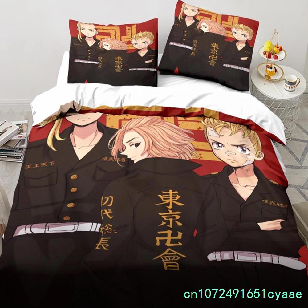 Anime Tokyo Revengers Ryuguuji Ken Sano Manjiro Bettbezug Cartoon Bettwäschesets Bettset Steppdecke Bettdeckenbezüge Heimtextilien