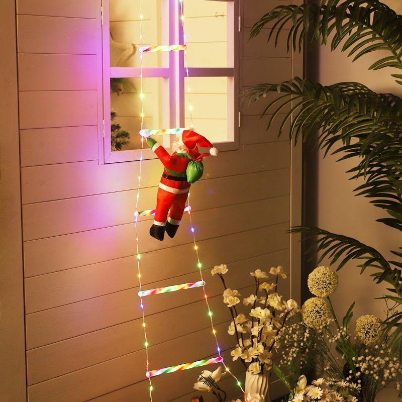 LED Christmas Fairy Lights Ladder Lights with Santa Claus Christmas Tree Lights For Indoor Outdoor Window Garden Home Decoration